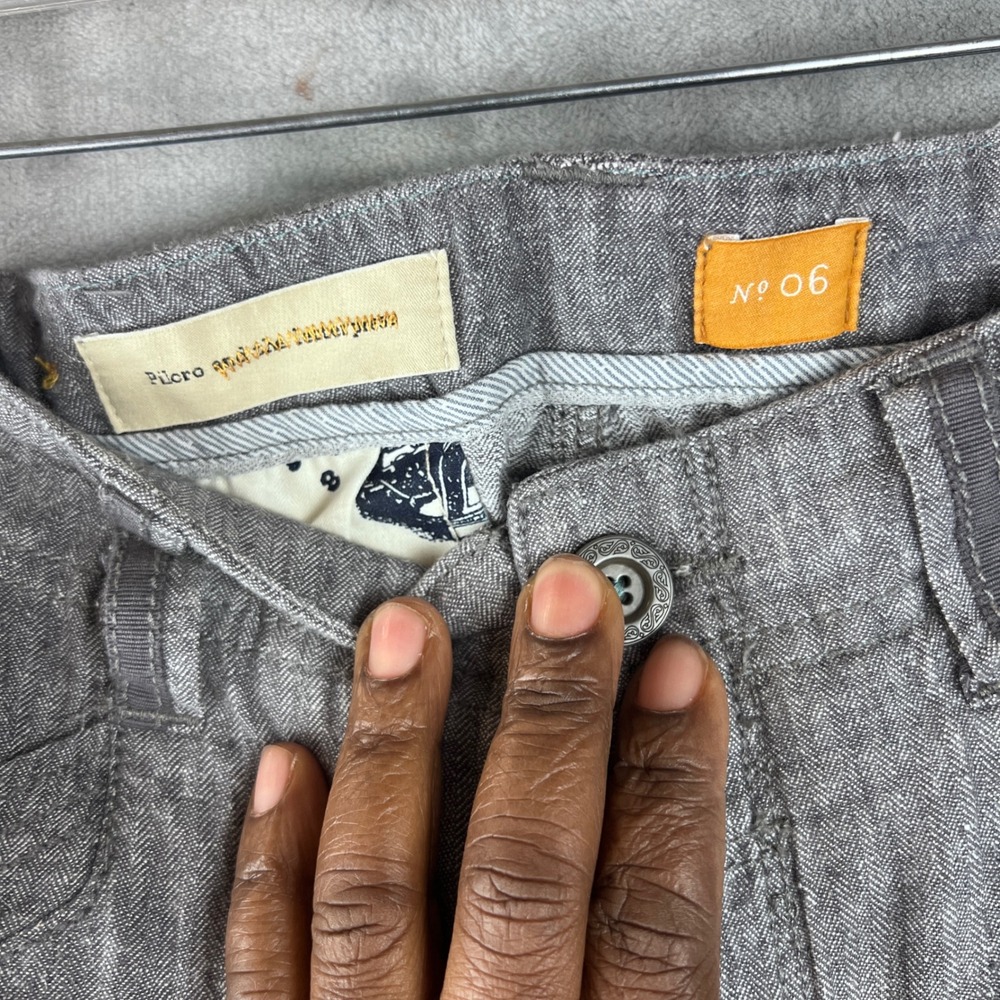 Pilcro and the Letterpress Linen Blend Wide Leg‎ Pants Size 6 Grey Herringbone - Picture 8 of 9